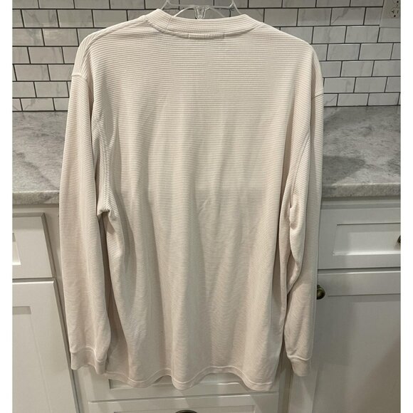 Bugatchi Shirt Mens Large Beige Modal Blend Long Sleeve Textured Knit Crewneck - Picture 3 of 9